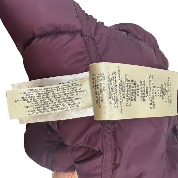 Burberry Brit Belted Down Coat Burgundy Purple Maroon Size Small